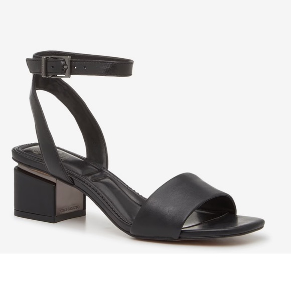 Vince Camuto Acaylee Sandal Black‎ block Heel 6M, F 638 - Picture 1 of 15